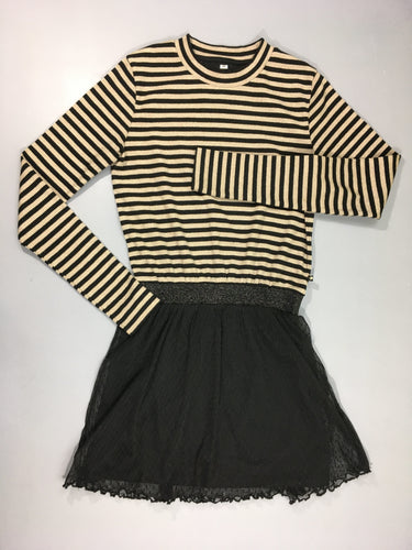 Robe m.l noire-beige irisé voile noire texturé bas, moins cher chez Petit Kiwi