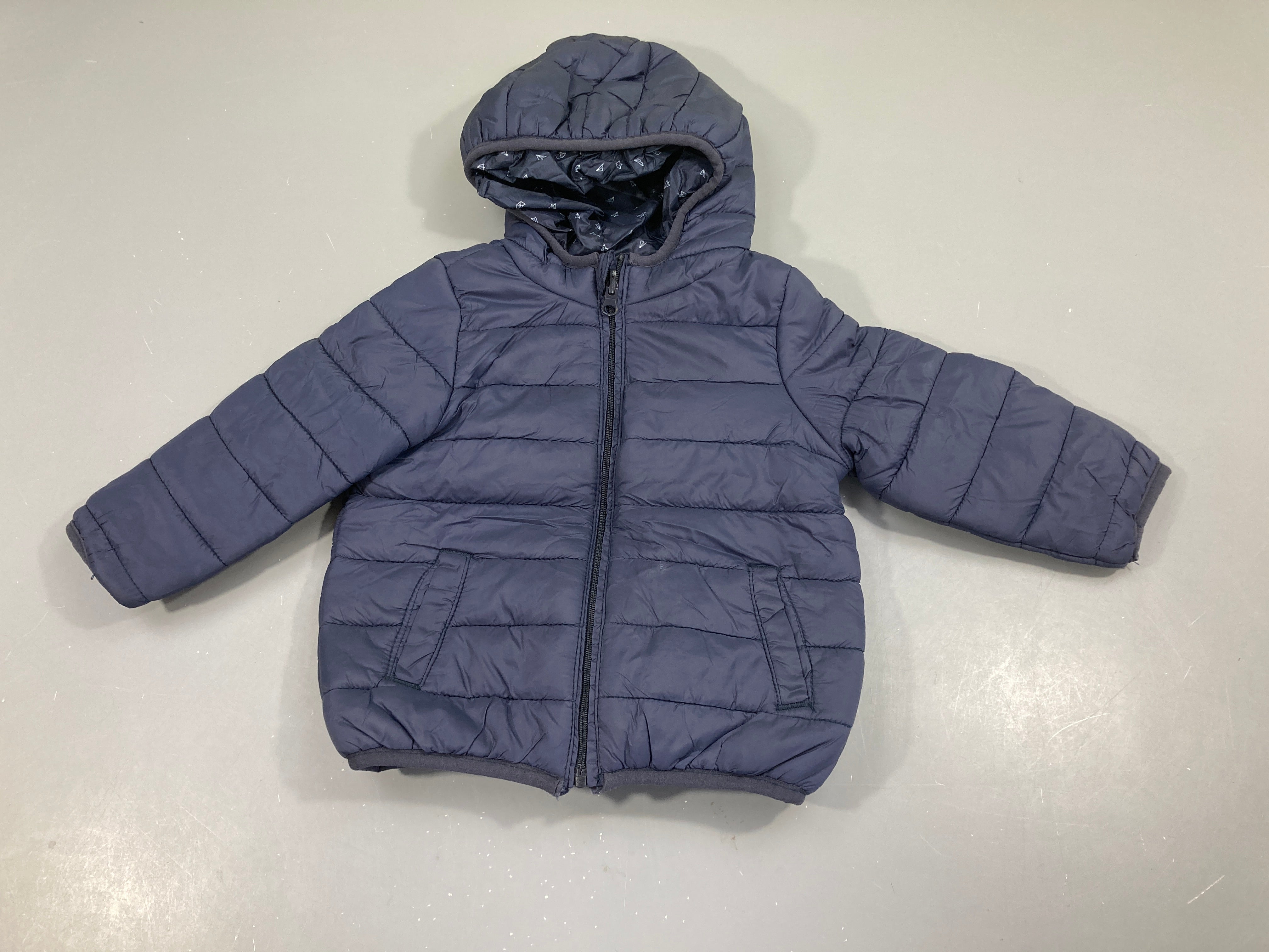 Doudoune light zippée bleu foncé à capuche