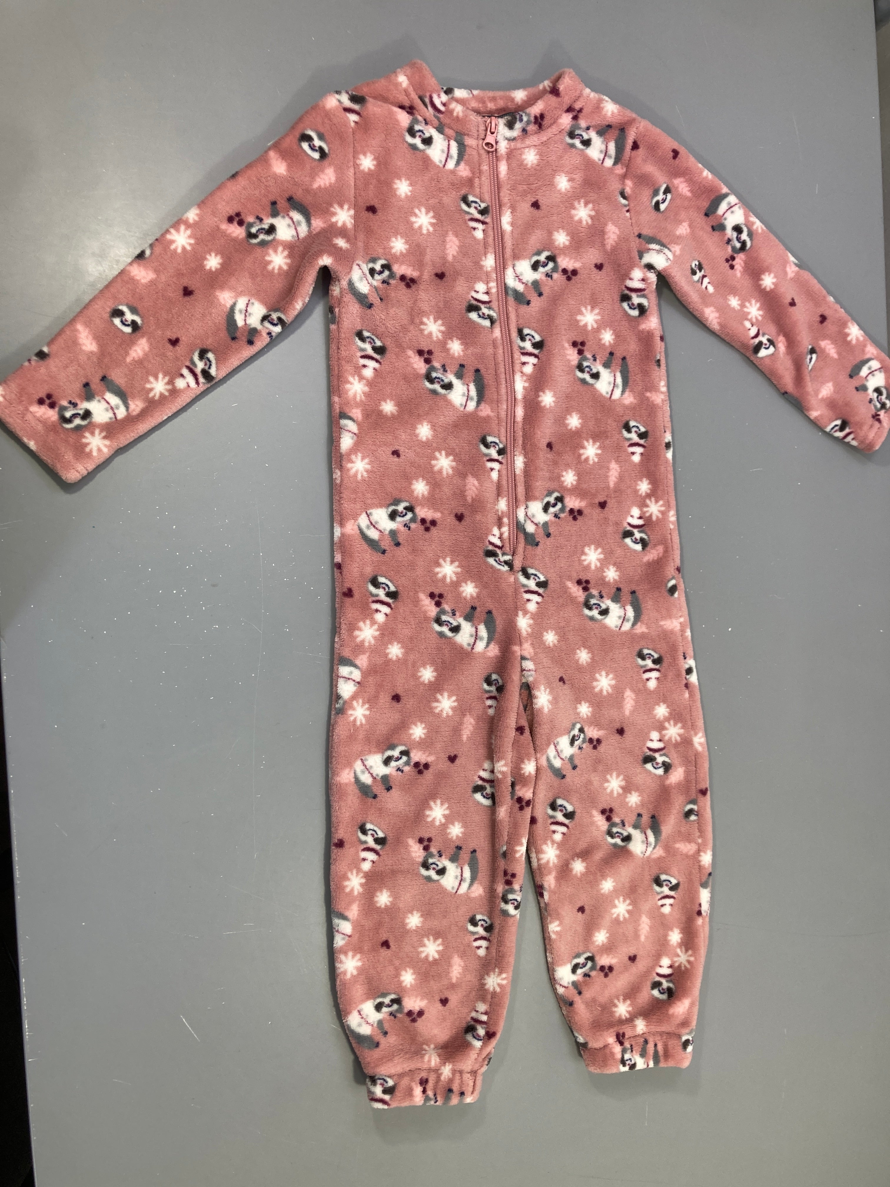 Surpyjama en velours rose ratons laveurs