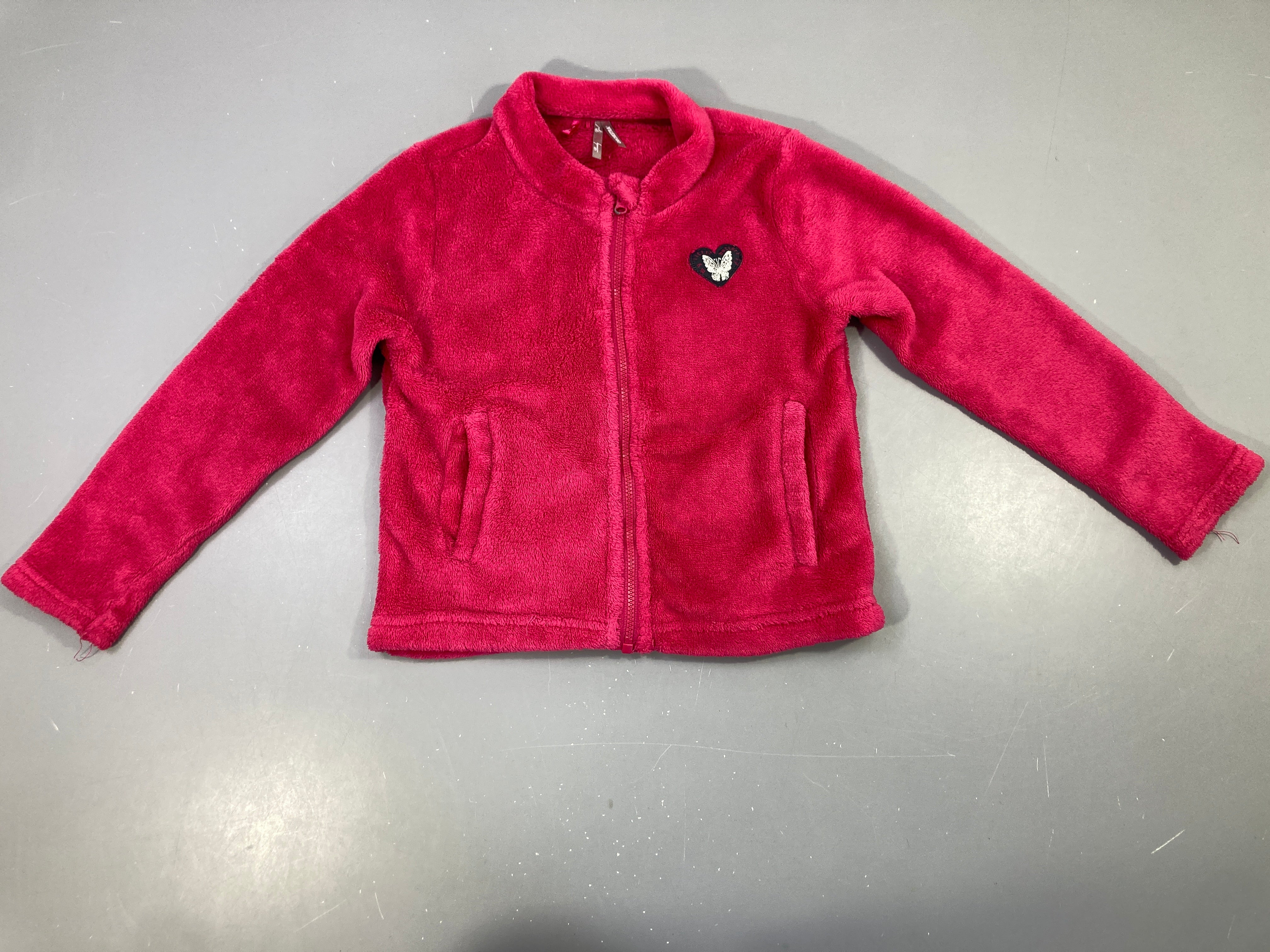 Polar zippé rose fuschia, coeur à la poitrine