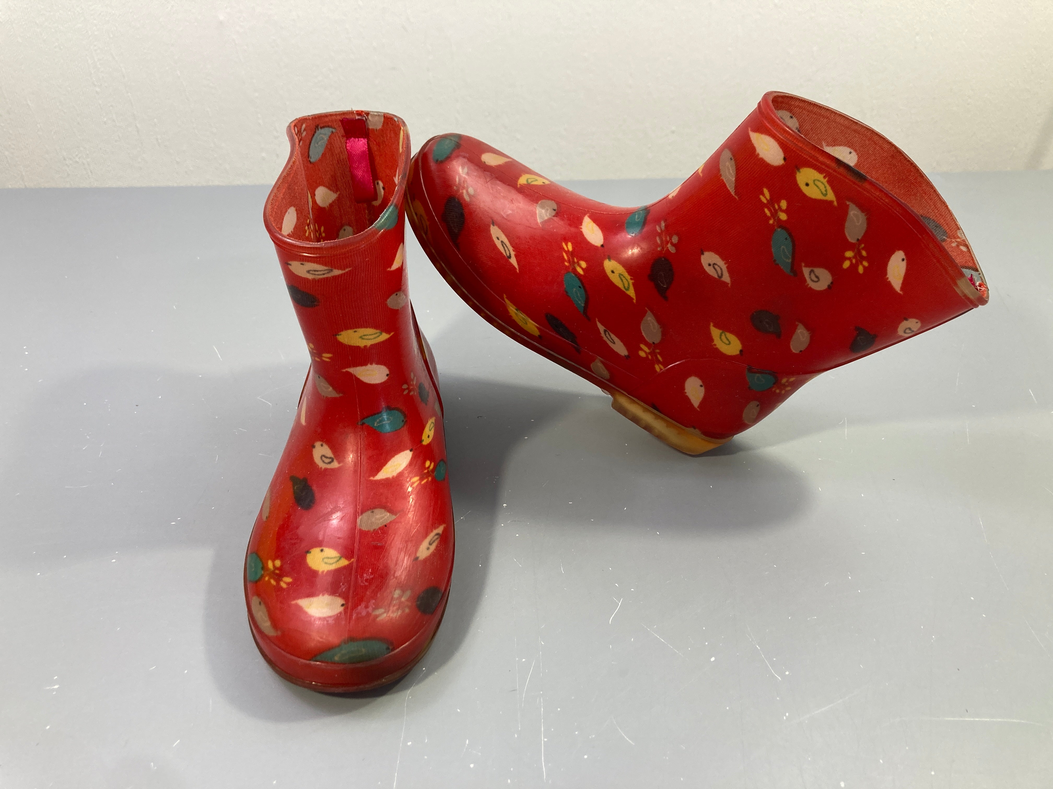 Bottes de pluie Saxo Blues rouges, motifs oiseaux colorés -27