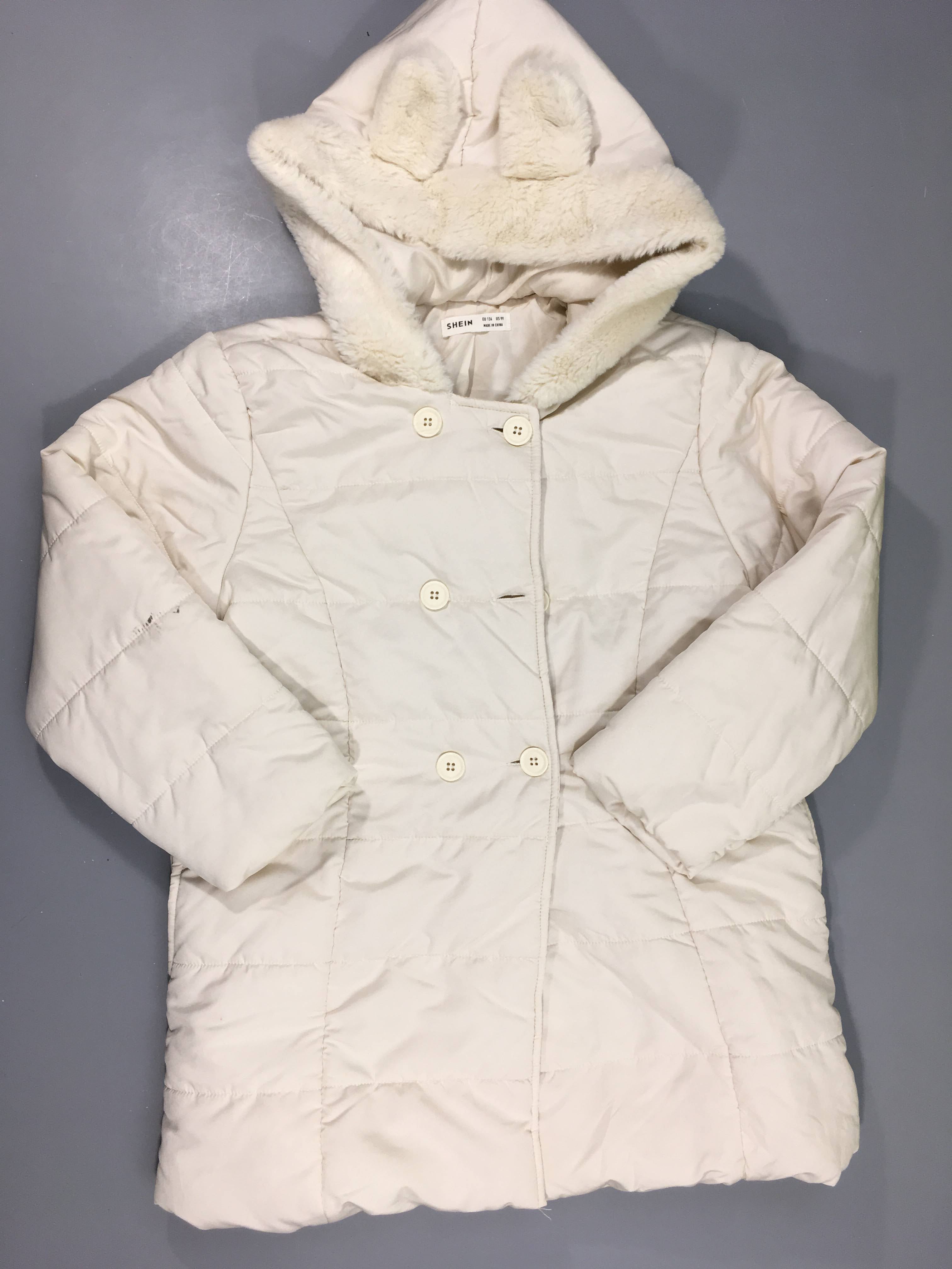Doudoune light blanc cassé à carreaux peluche oreille-Petite tache arrière manche D