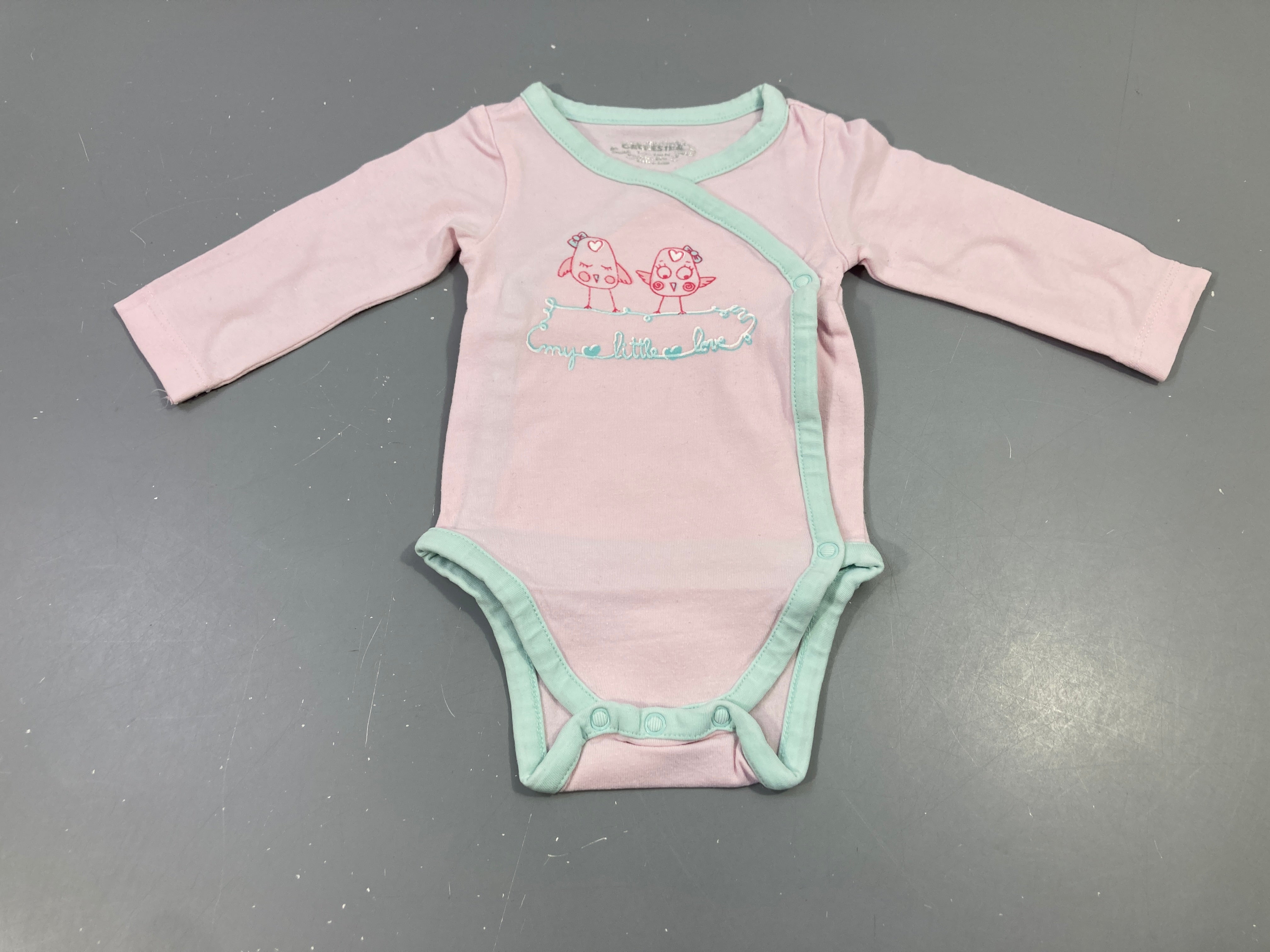 Body m.l rose et bleu clair, 2 oiseaux