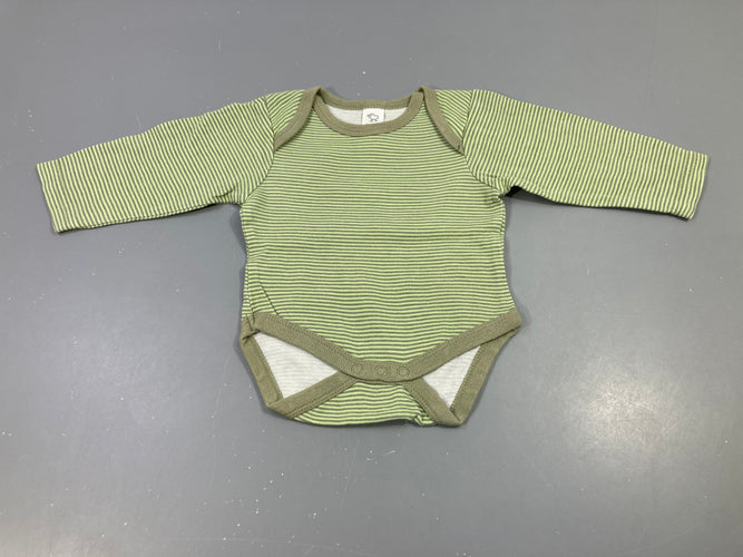 Body m.l rayé gris, vert, moins cher chez Petit Kiwi