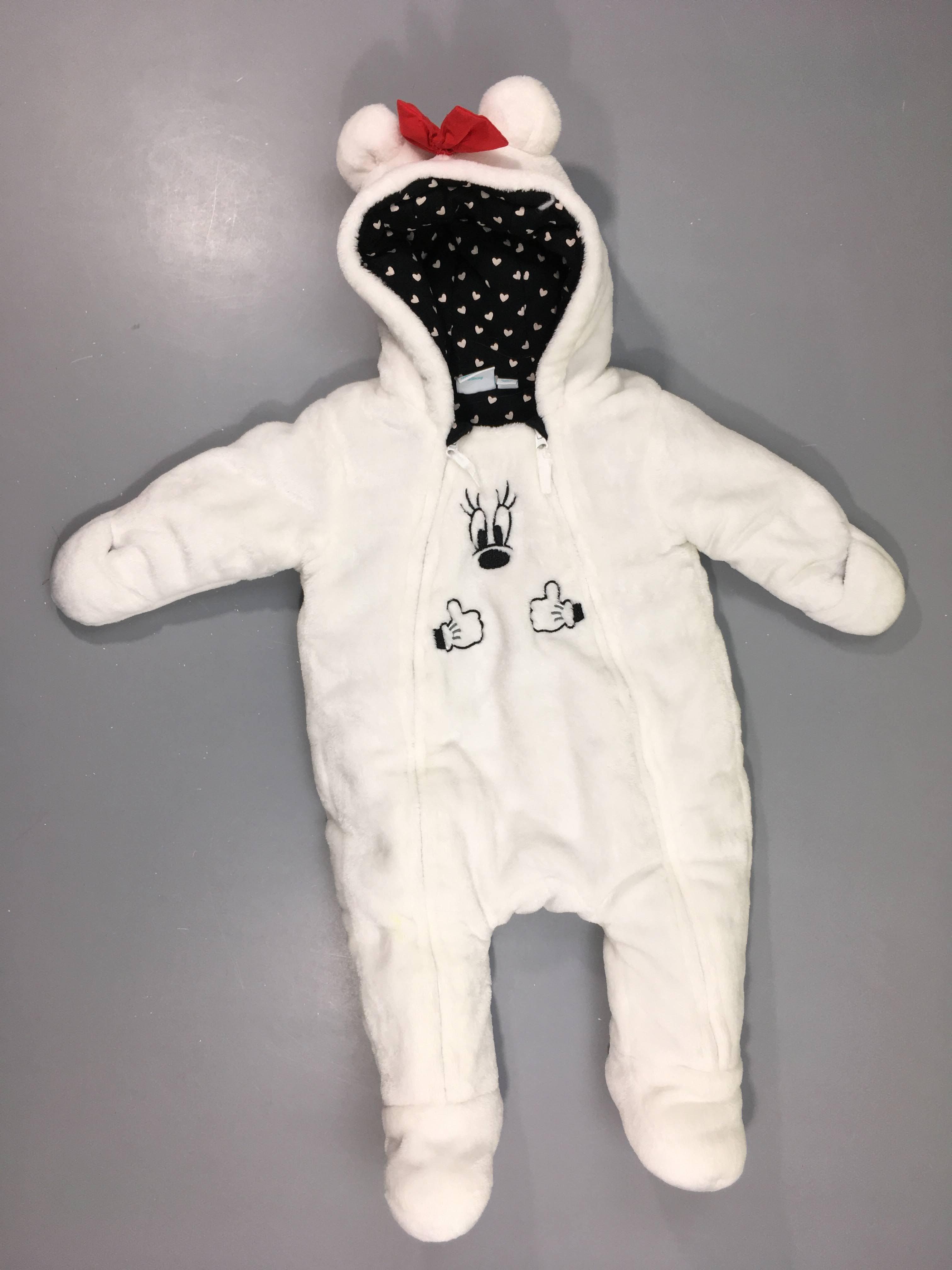 Combi pilote velours blanc Minnie à capuche