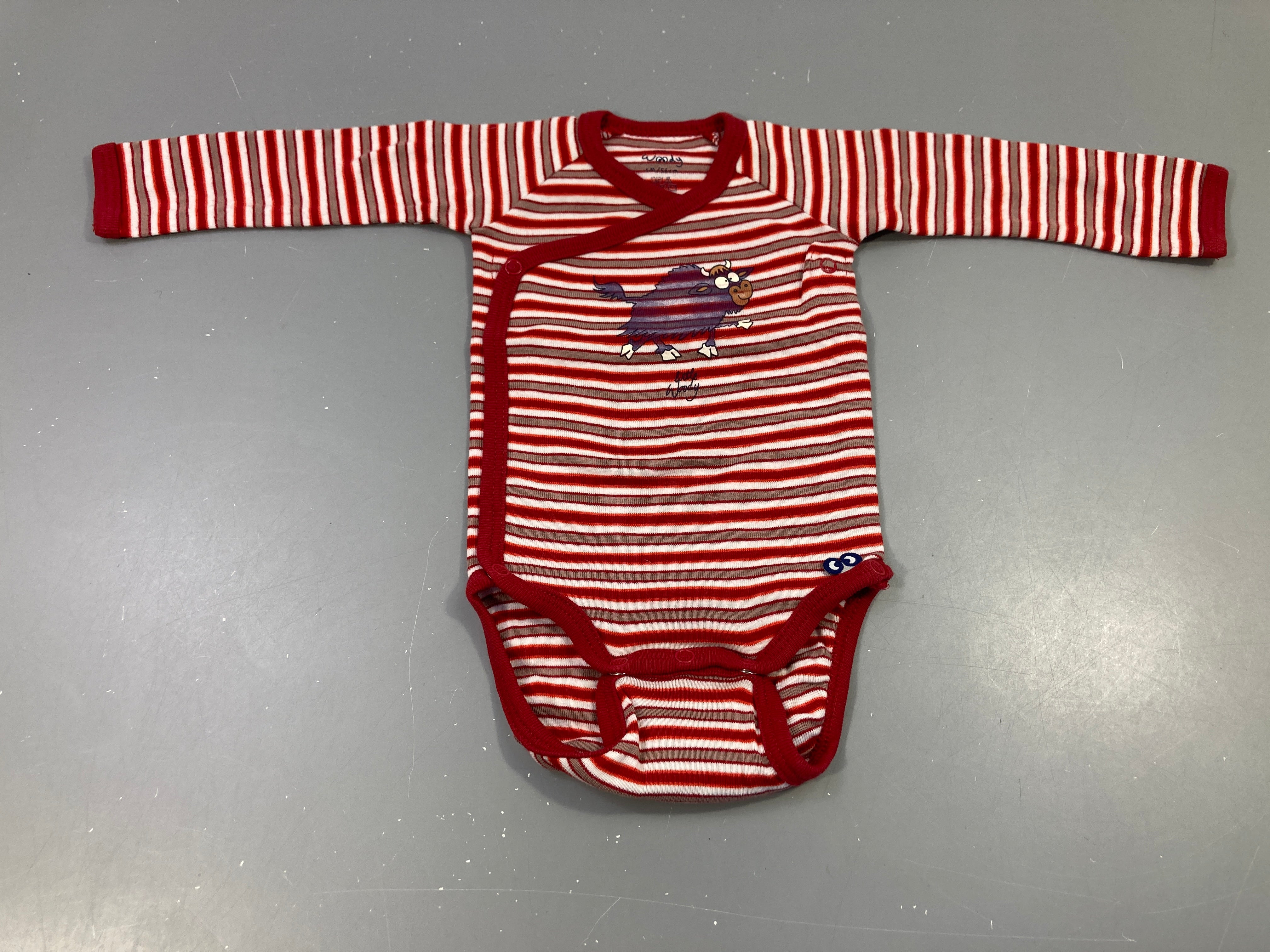 Body m.l little Woody rayé bordeaux, blanc, greige,..., motif bison