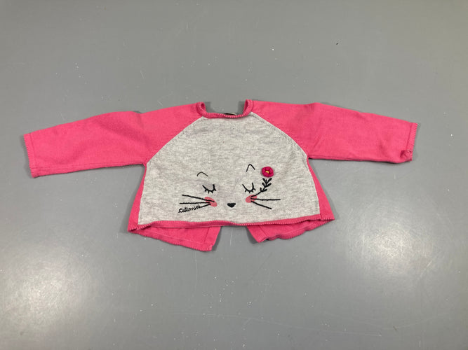 Gilet rose-gris chat gris, moins cher chez Petit Kiwi