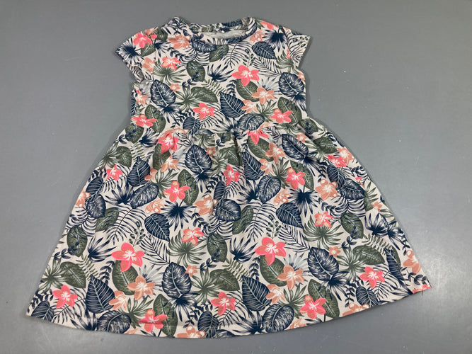 Robe m.c jersey blanc grisé fleuri Légère auréole, moins cher chez Petit Kiwi