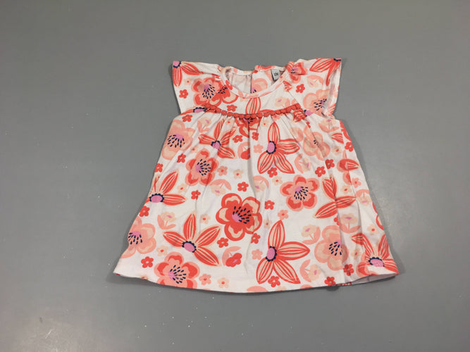 T-shirt m.c blanc fleurs oranges, moins cher chez Petit Kiwi