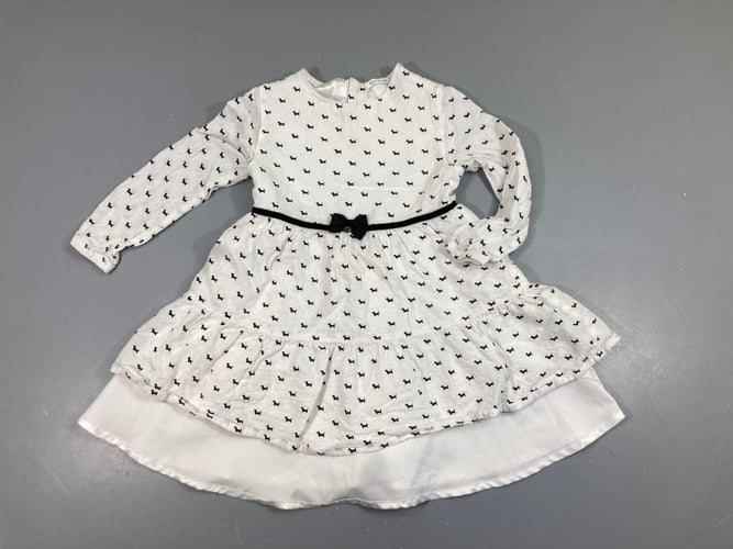 Robe m.l blanc chiens noirs doublée, moins cher chez Petit Kiwi