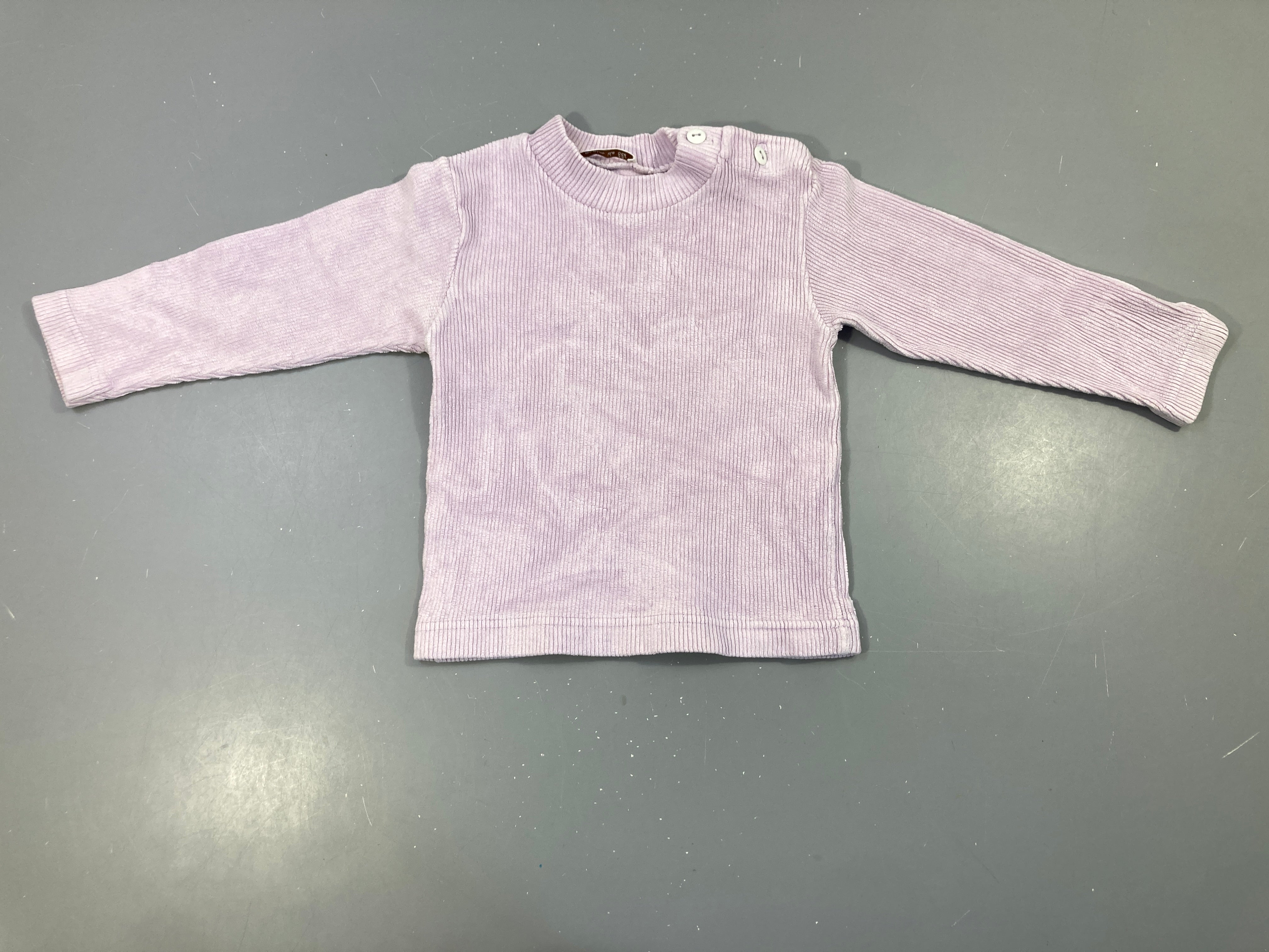 T-shirt m.l mauve rosé pâle côtelé