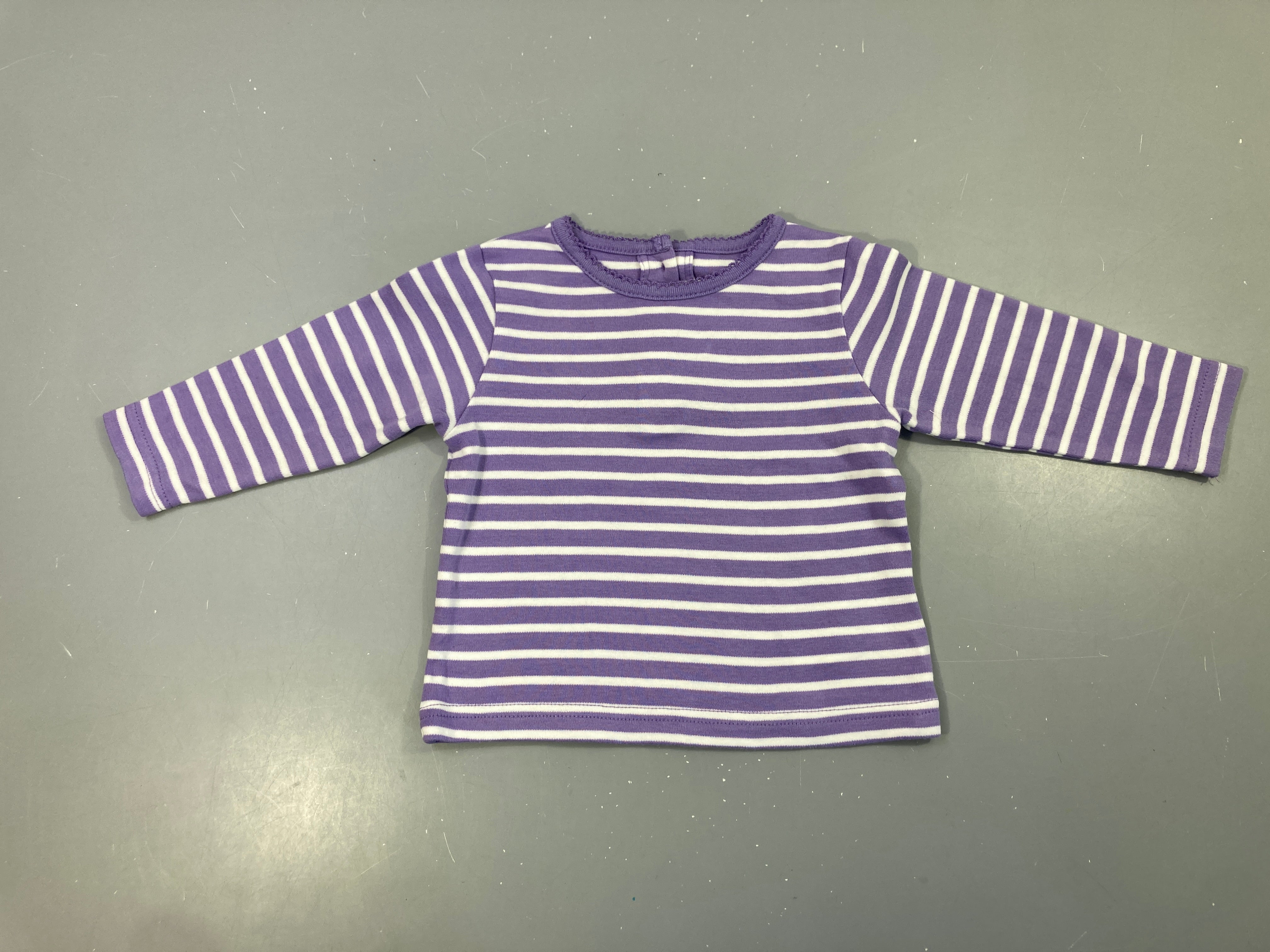 T-shirt m.l Jojo maman bébé rayé blanc et mauve