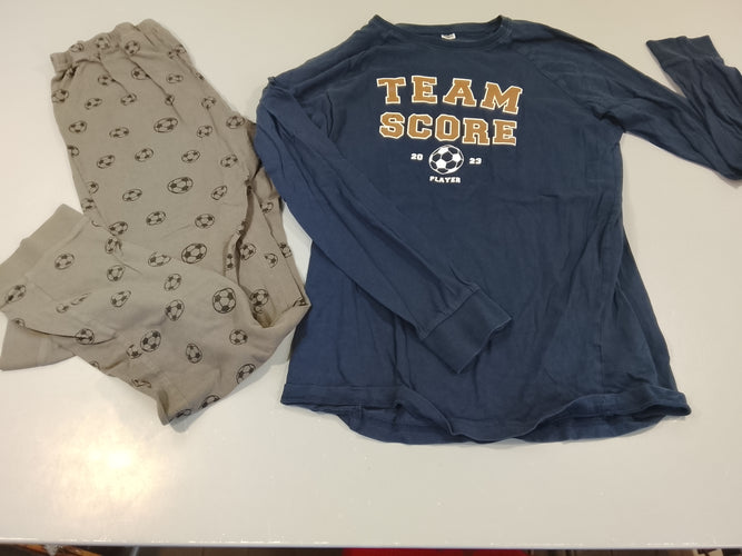 Pyjama 2pcs jersey bleu marine/ gris ballons de foot "Team score", moins cher chez Petit Kiwi