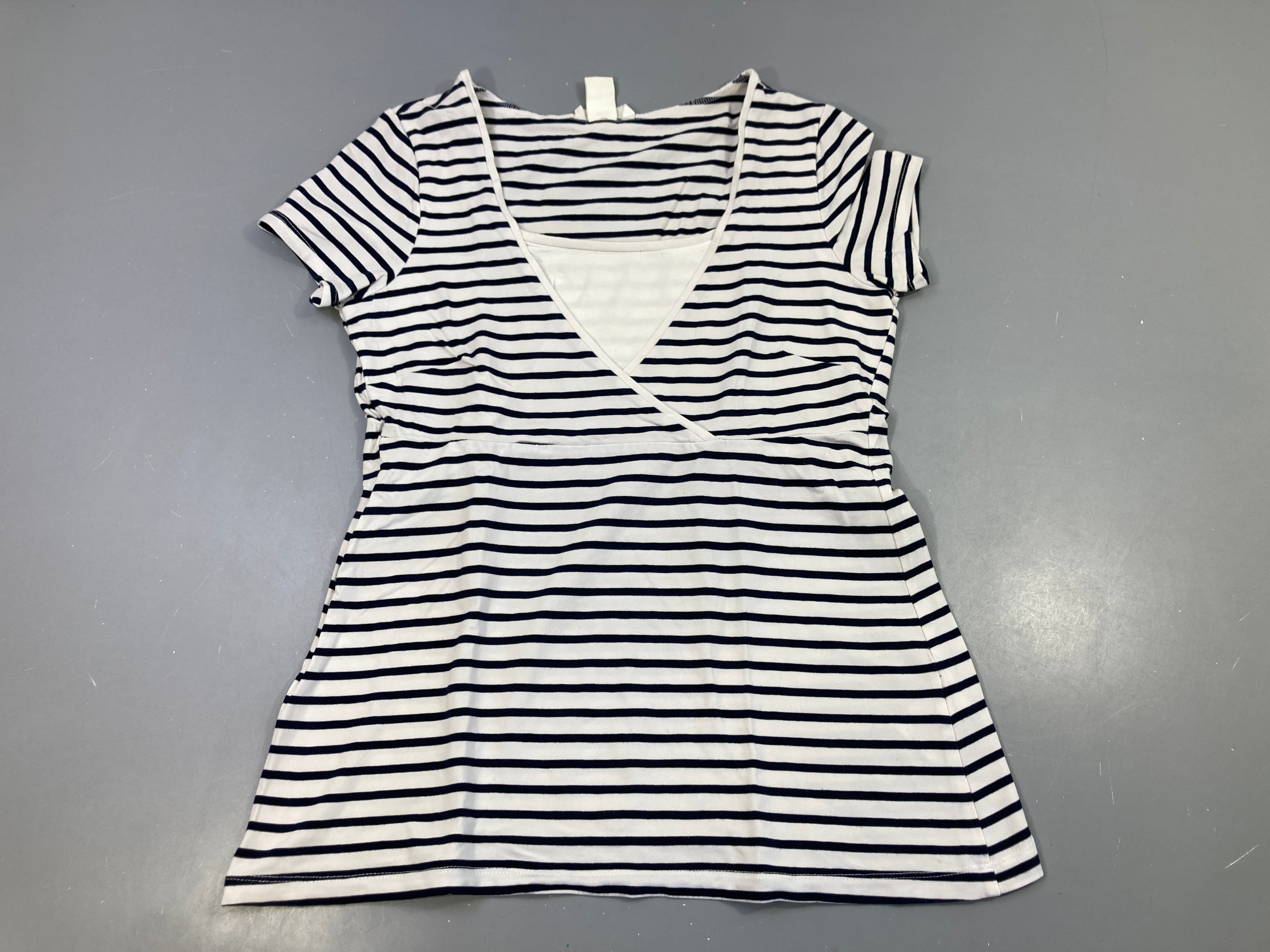 T-shirt m.l de grossesse blanc rayé bleu marine