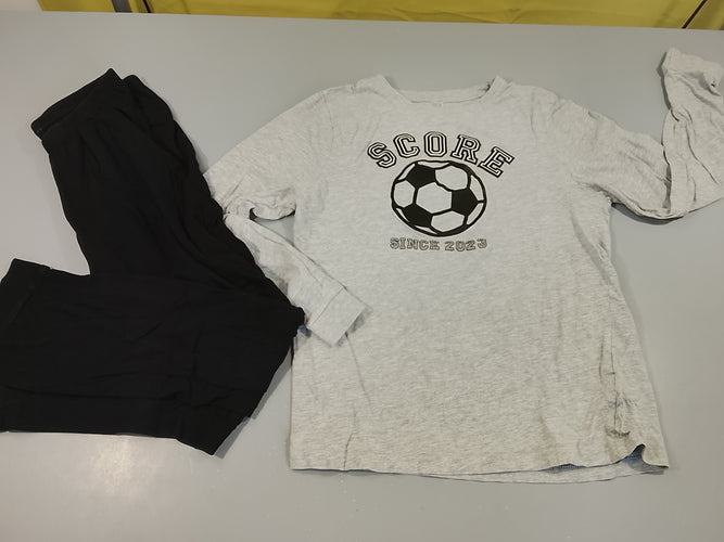 Pyjama 2pcs jersey noir et gris clair flammé , ballon de foot "Score", moins cher chez Petit Kiwi