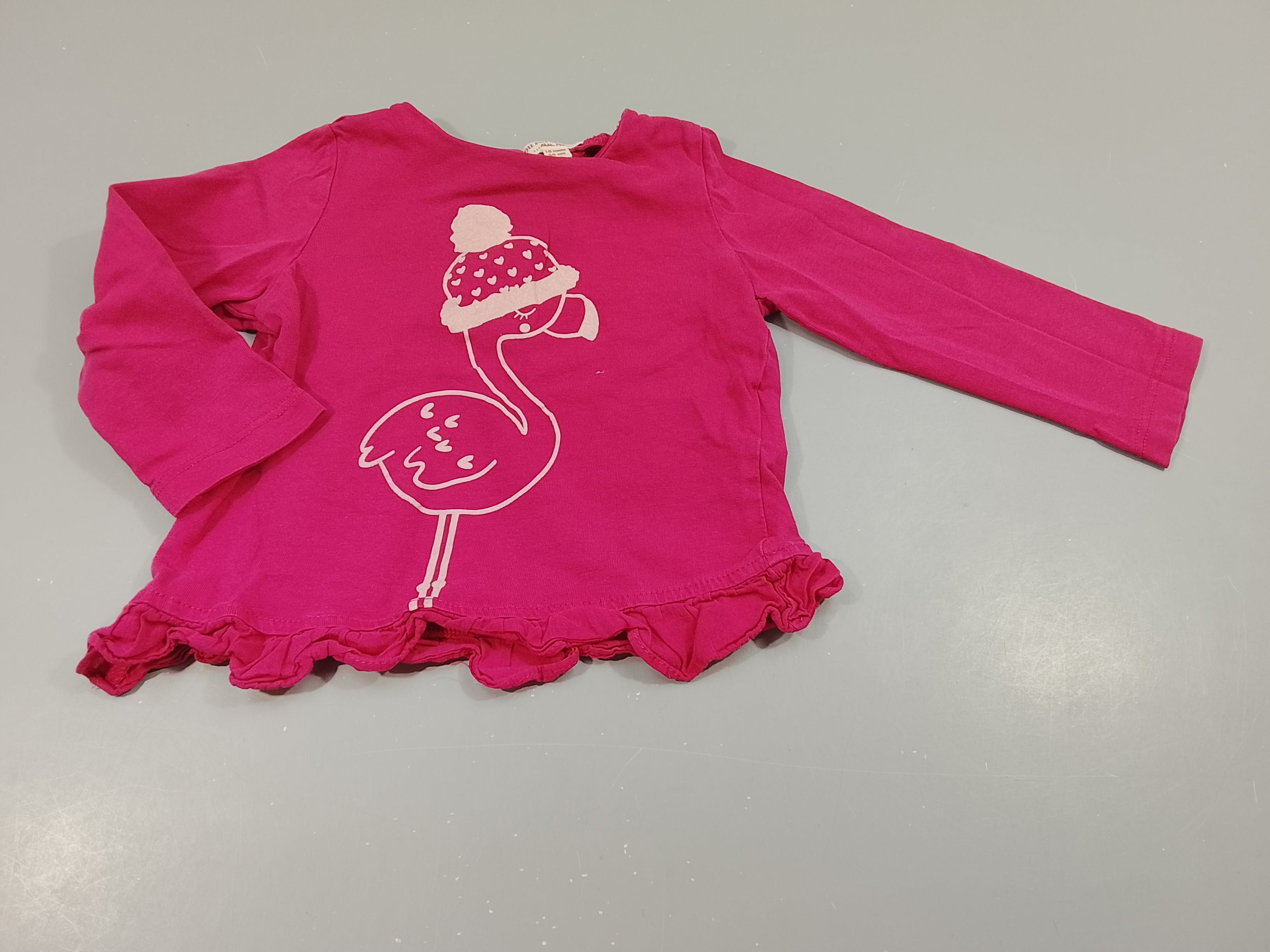 T-shirt m.l rose, flamant rose avec bonnet