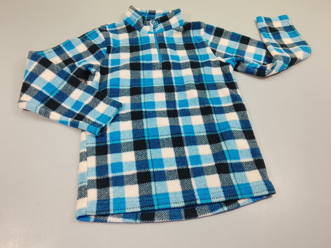 Pull polaire à carreaux bleu marine, bleu, blanc, moins cher chez Petit Kiwi