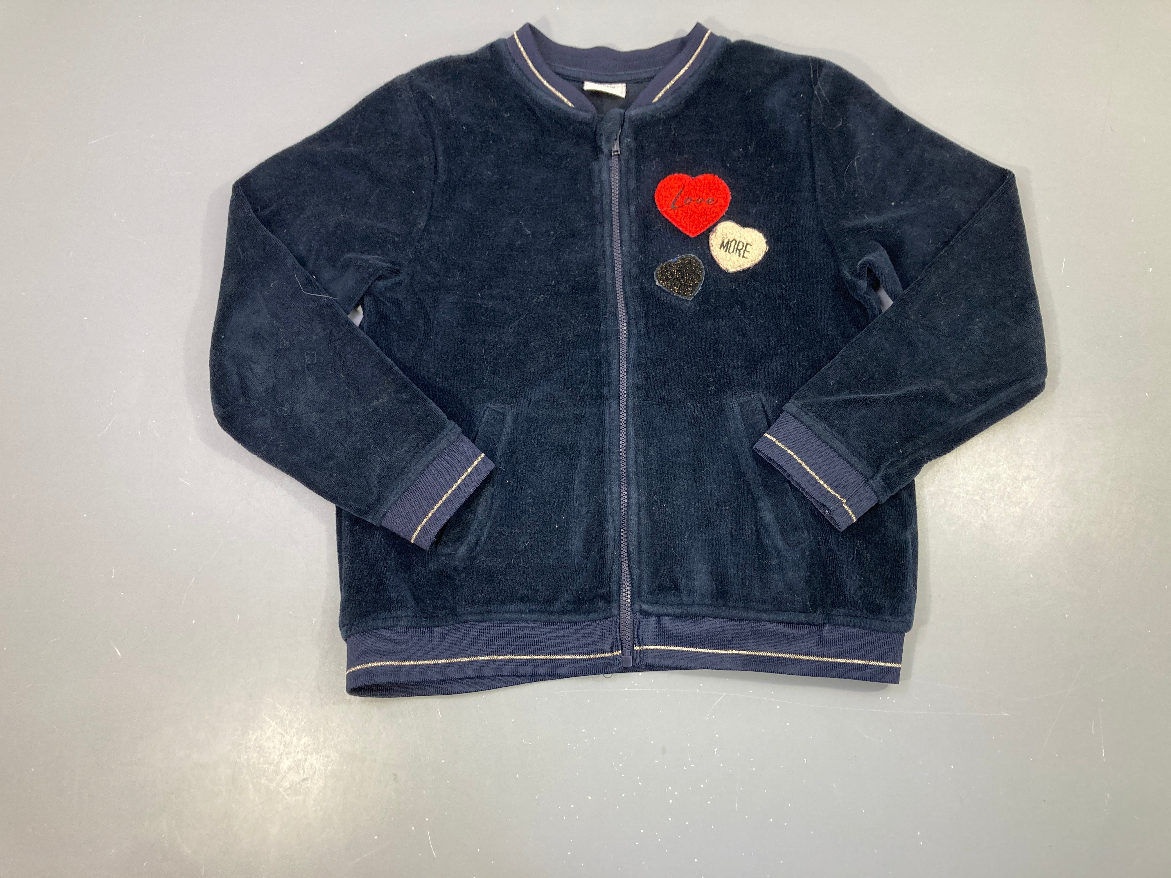 Gilet en velours bleu marine 3 coeurs 