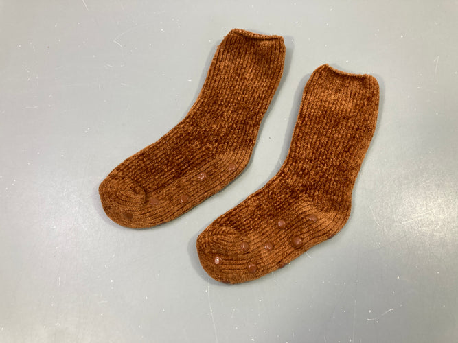 Chaussettes chenille marron, moins cher chez Petit Kiwi
