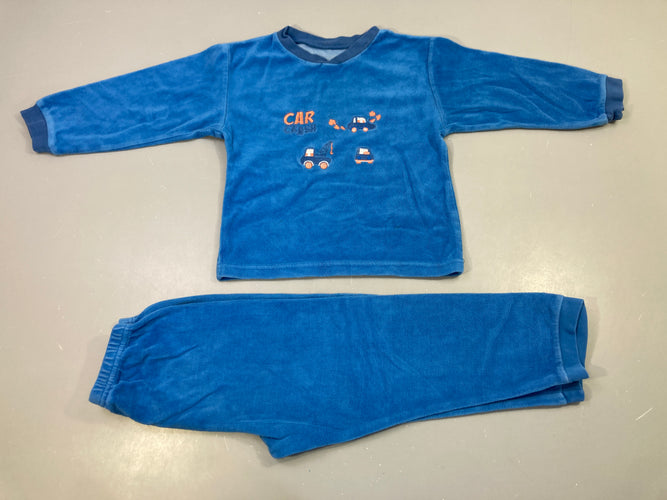 Pyjama 2pc velours bleu "Car Crash" voitures, moins cher chez Petit Kiwi