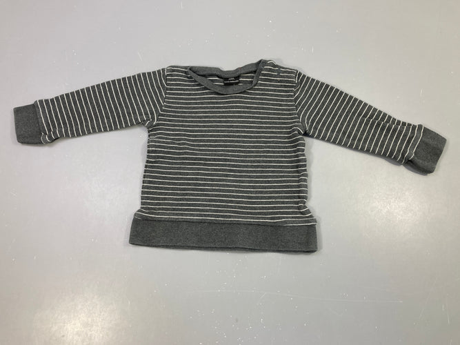 T-shirt m.l rayé gris foncé/blanc, légèrement bouloché, moins cher chez Petit Kiwi