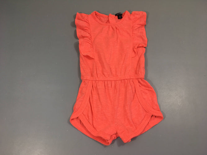 Combishort jersey corail néon flammé froufrous, moins cher chez Petit Kiwi