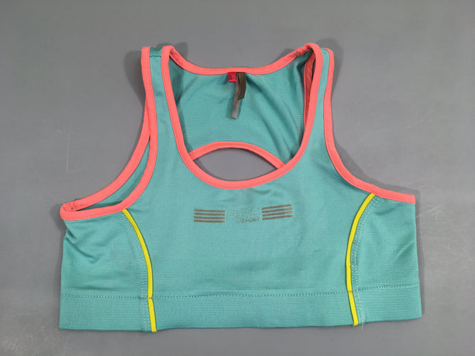Brassière de sport turquoise bords rose, moins cher chez Petit Kiwi