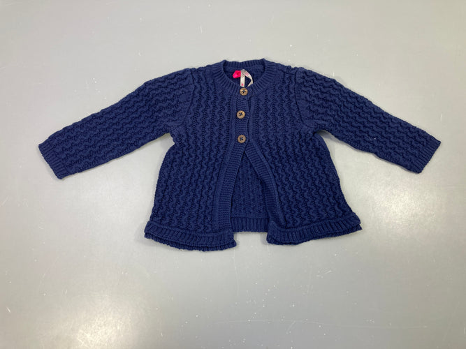Gilet tricot torsadé bleu marine, moins cher chez Petit Kiwi