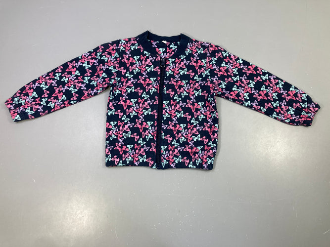 Sweat zippé bleu marine papillons, légèrement bouloché, moins cher chez Petit Kiwi