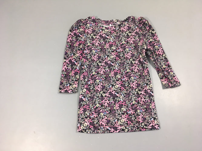 Robe m.l molleton mauve fleurs, moins cher chez Petit Kiwi