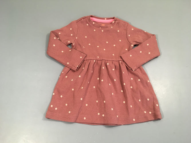 Robe m.l molleton côtes rose pois, moins cher chez Petit Kiwi