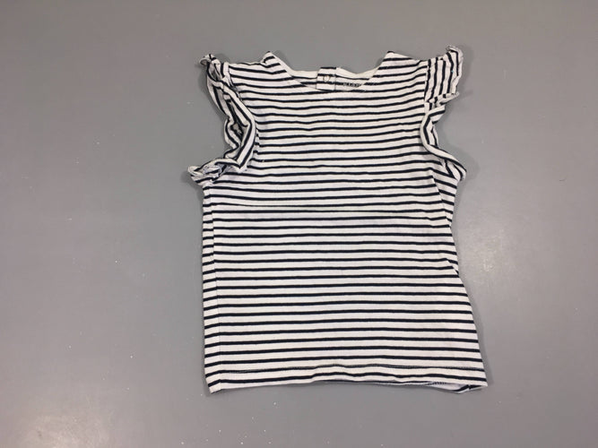 T-shirt m.c blanc rayé bleu marine, moins cher chez Petit Kiwi