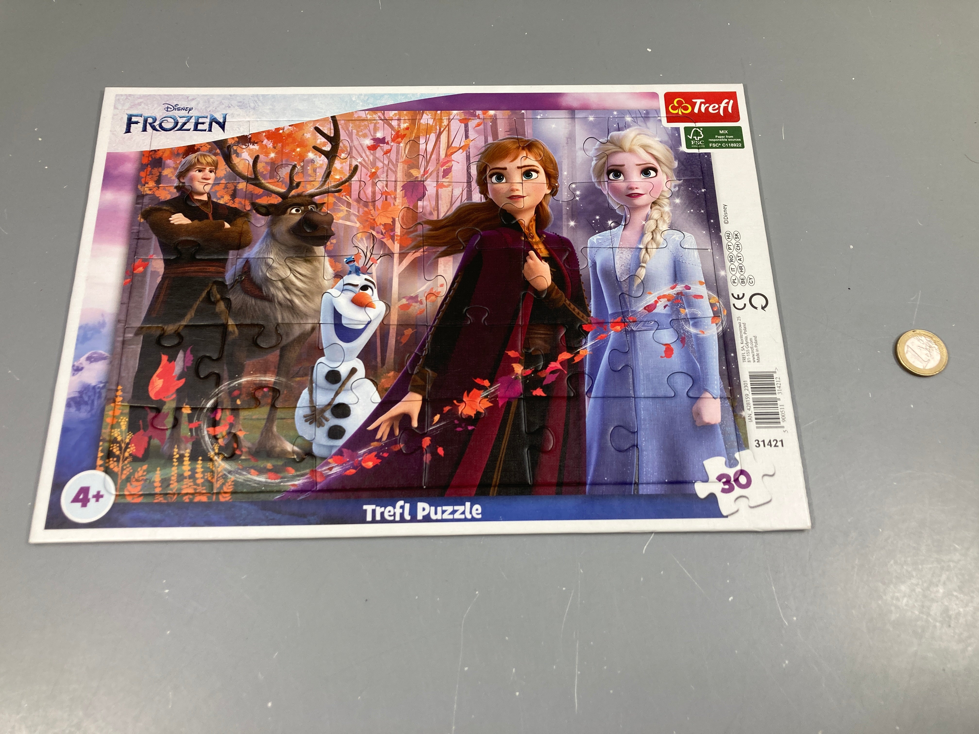 Planche puzzle Frozen 30 pcs +4a