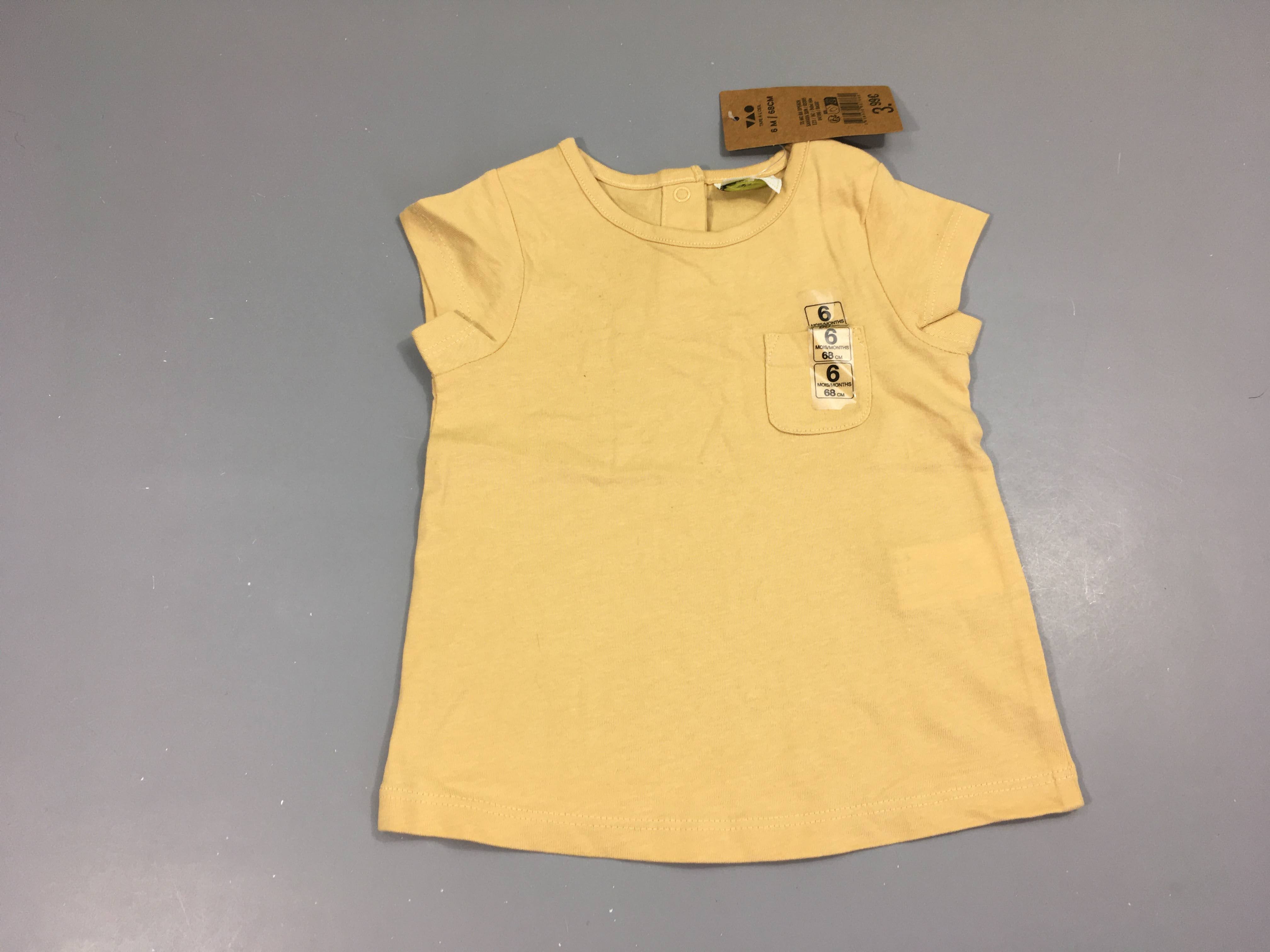 NEUF T-shirt m.c jaune poche