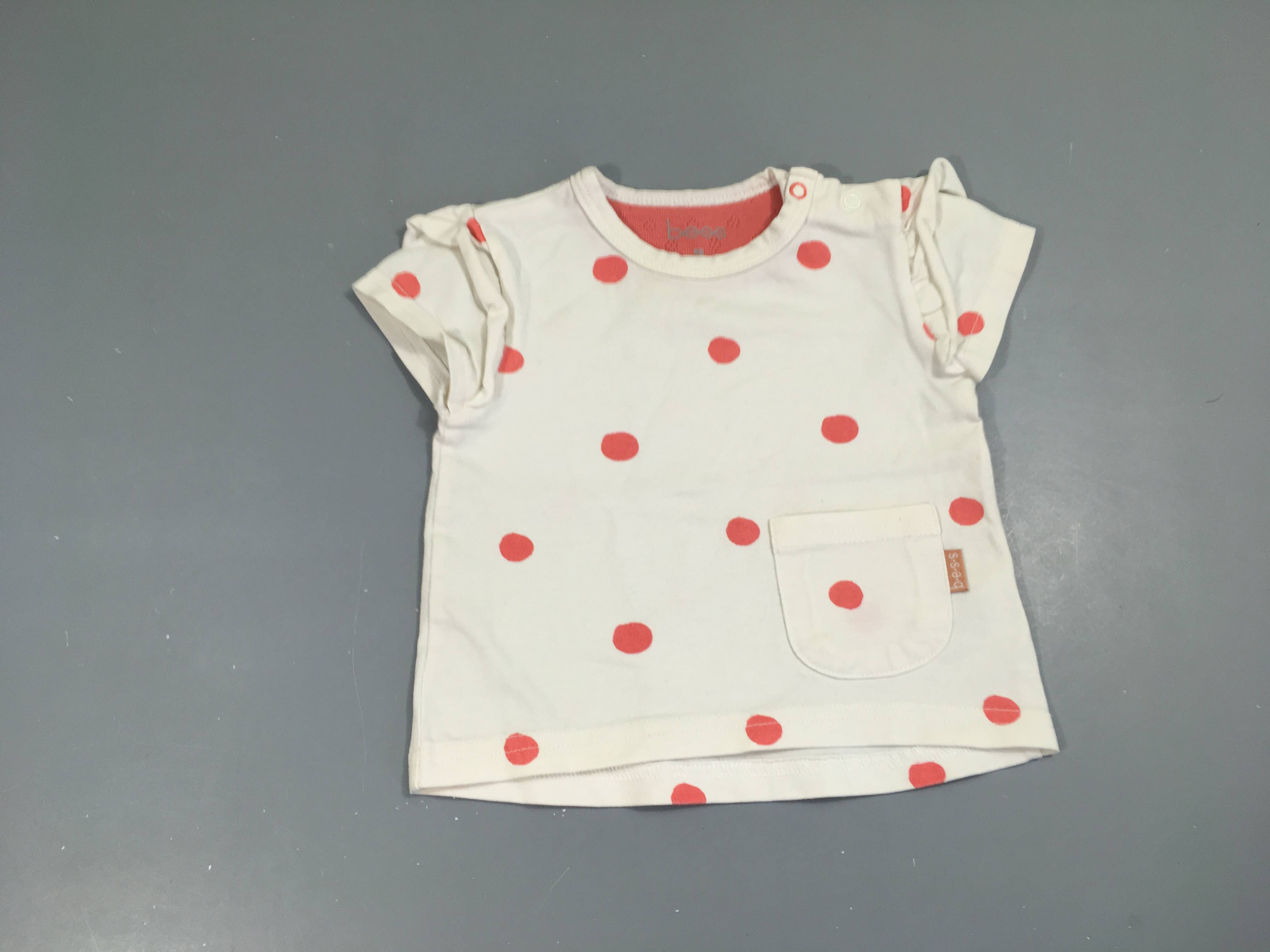 T-shirt m.c blanc pois roses