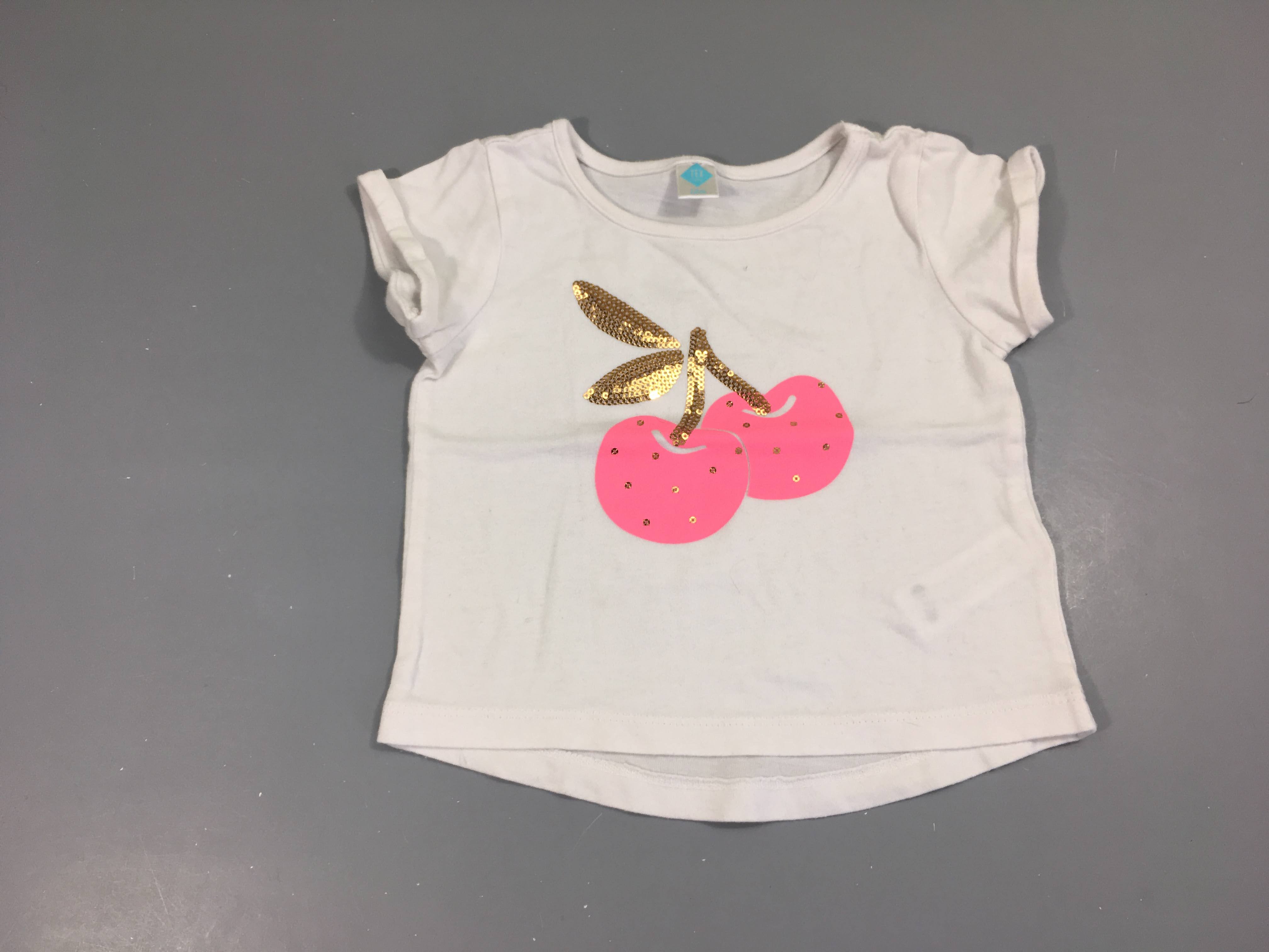 T-shirt m.c blanc cerises sequins