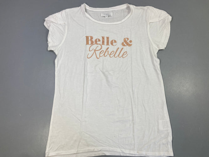 T-shirt m.c blanc "Belle &Rebelle", moins cher chez Petit Kiwi