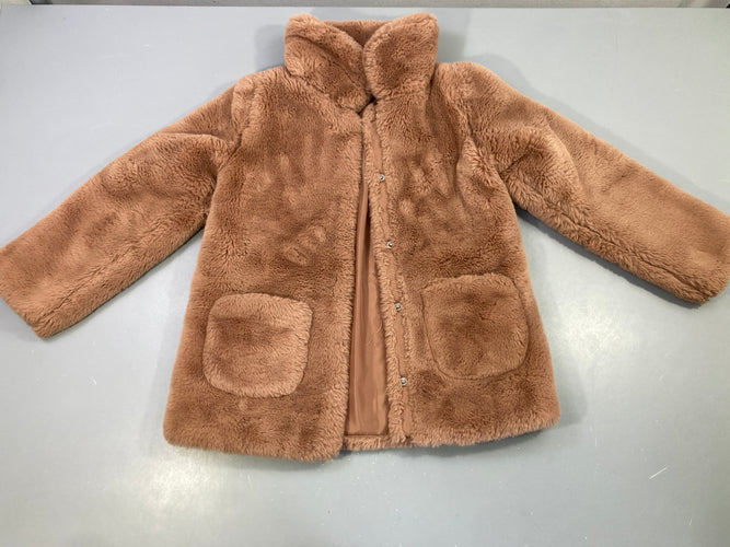 Veste peluche brune fermeture par pressions, moins cher chez Petit Kiwi