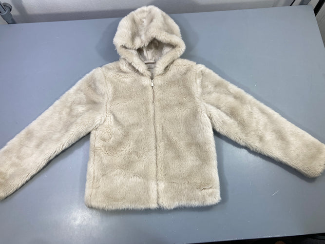 Veste zipppée à capuche,  peluche beige clair, moins cher chez Petit Kiwi