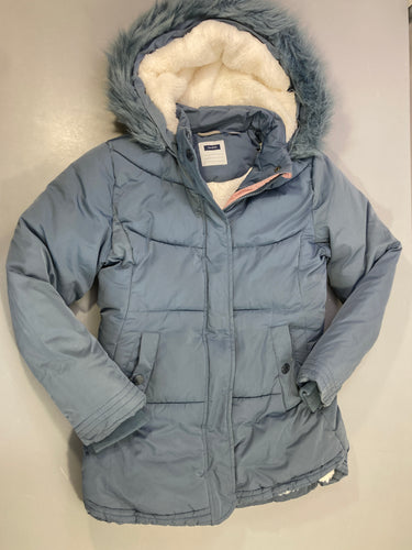 Veste zipppée à capuche, stye doudoune, bleue, intérieur , intérieur peluche, moins cher chez Petit Kiwi