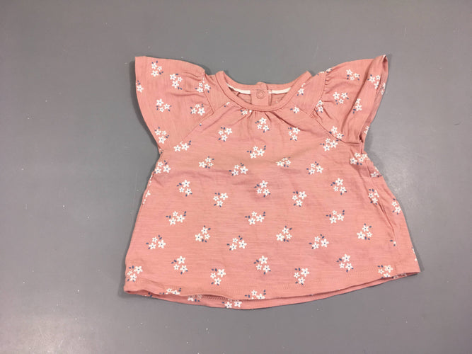 T-shirt m.c rose flammé fleurs, moins cher chez Petit Kiwi