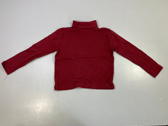 T-shirt m.l col roulé bordeaux, légèrement bouloché, moins cher chez Petit Kiwi