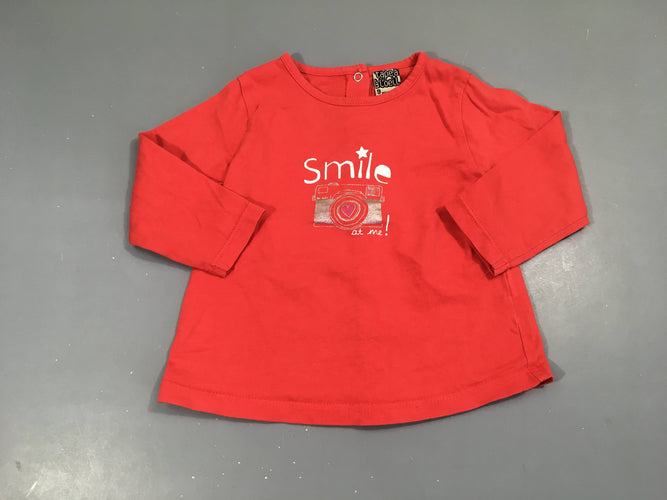 T-shirt m.l rouge Smile, moins cher chez Petit Kiwi