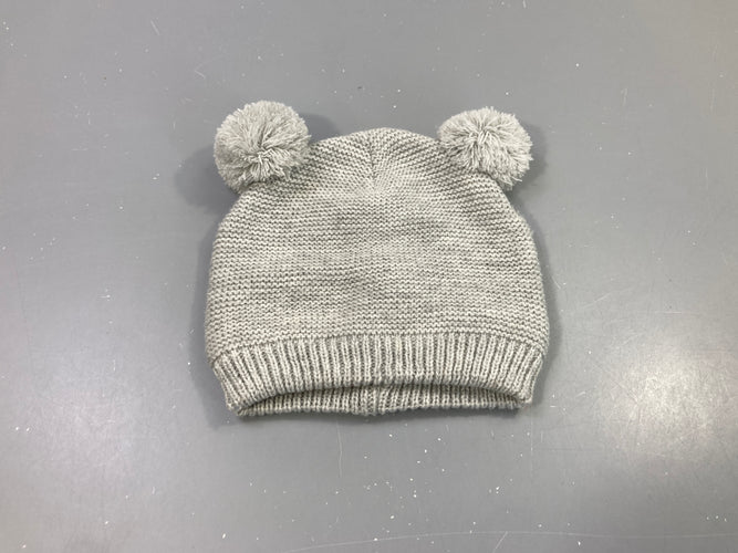 Bonnet gris pompons oreilles, moins cher chez Petit Kiwi
