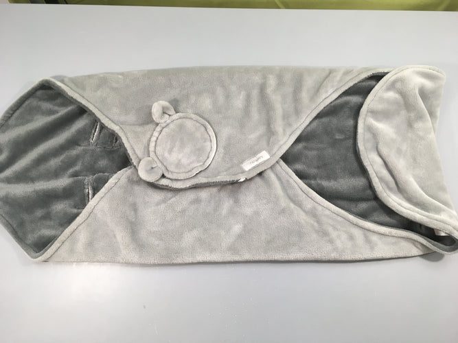 Couverture enveloppante veloudoux gris, moins cher chez Petit Kiwi