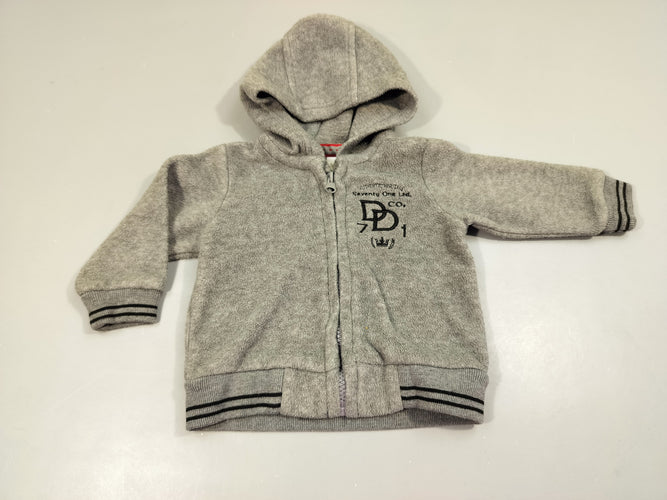 Gilet  zippé  à capuche gris, moins cher chez Petit Kiwi