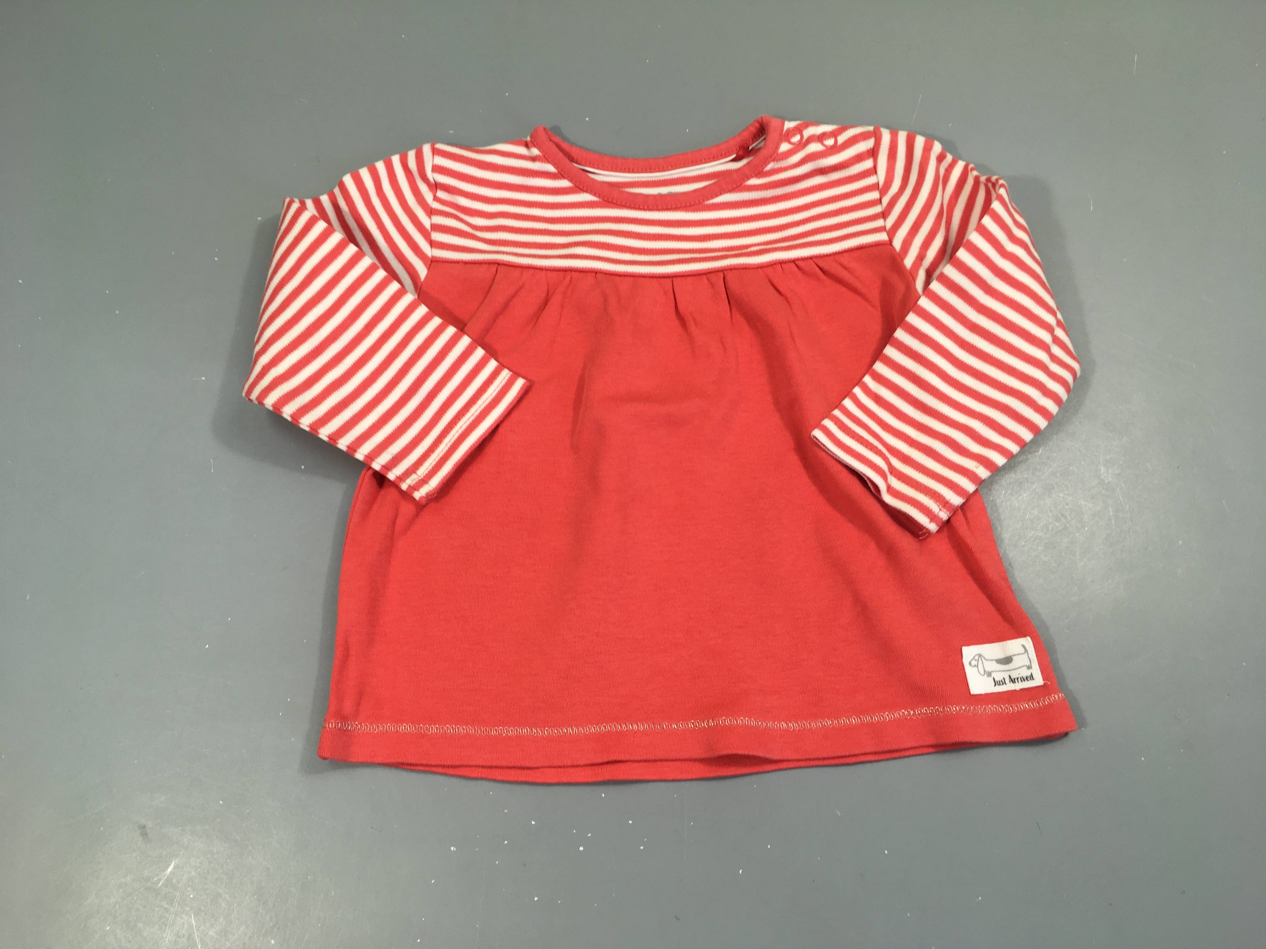 T-shirt m.l rose rayé blanc