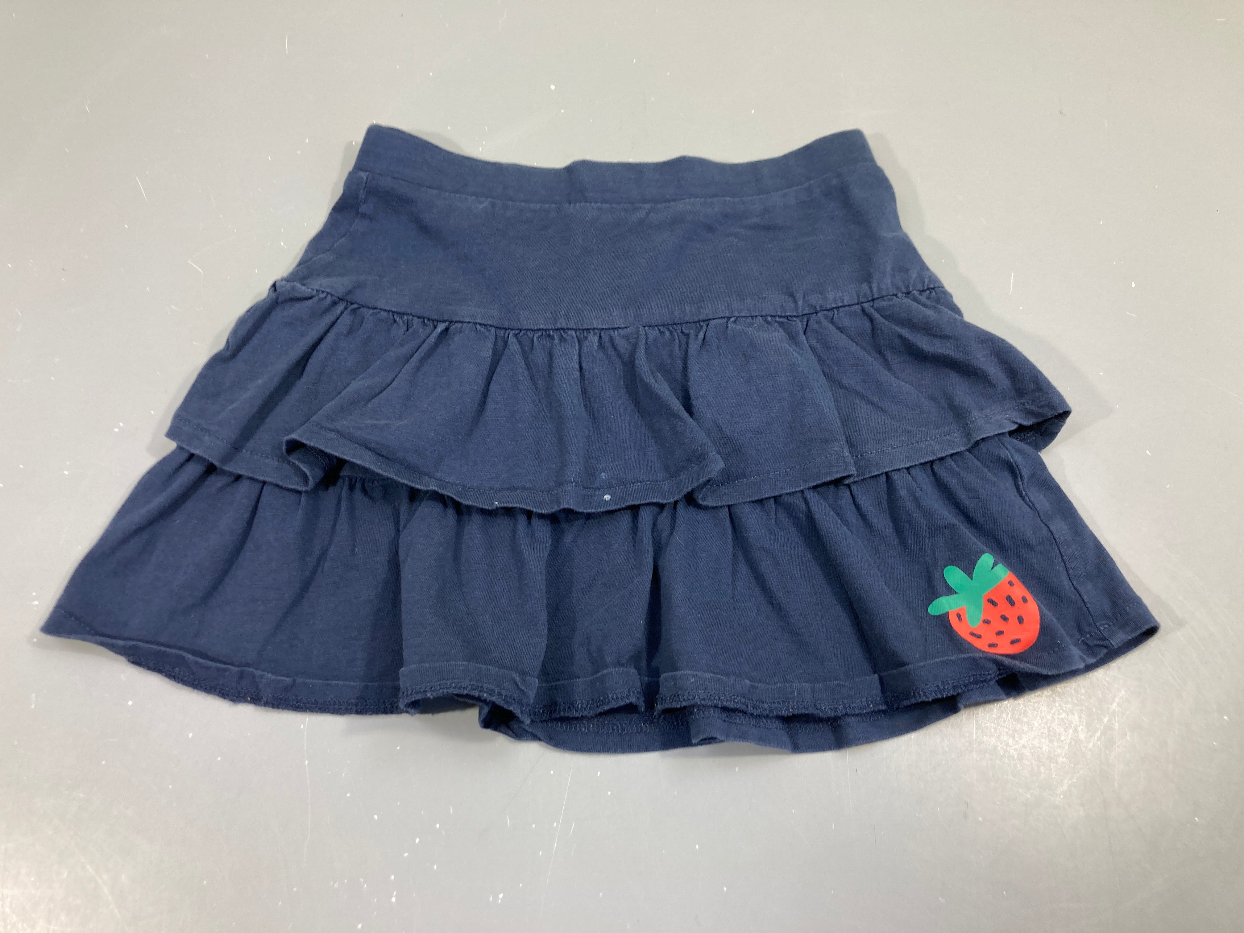 Jupe jersey bleu foncé à volants