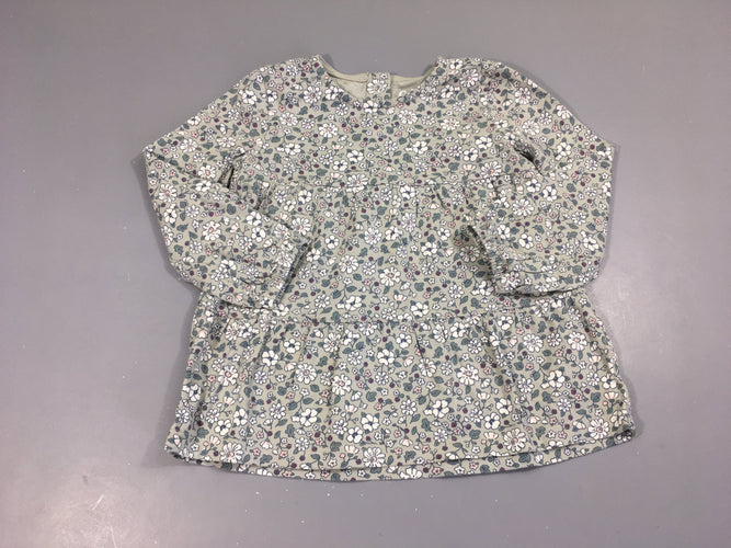 Tunique jersey vert fleurs, moins cher chez Petit Kiwi