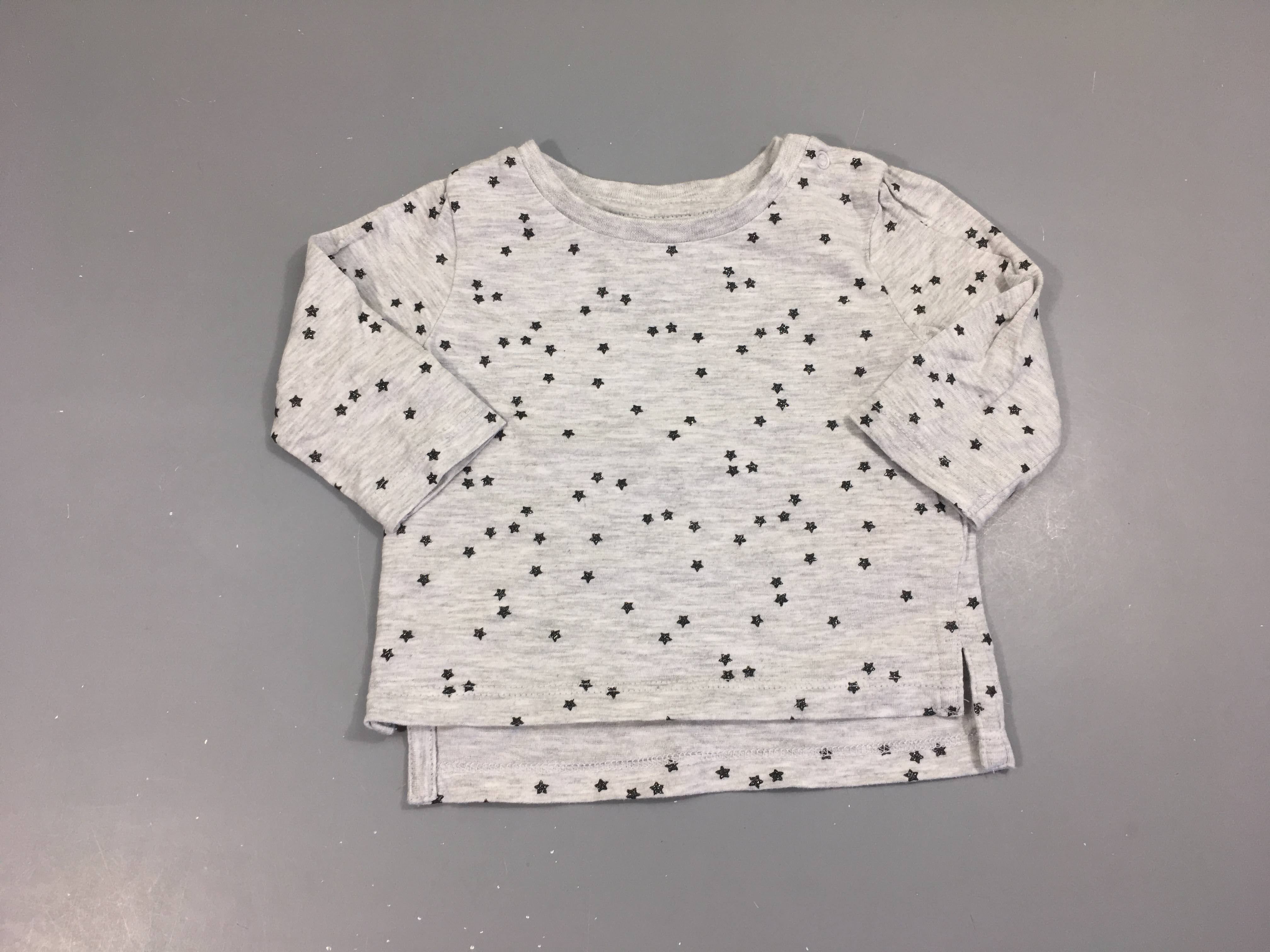 T-shirt m.l gris chiné étoiles